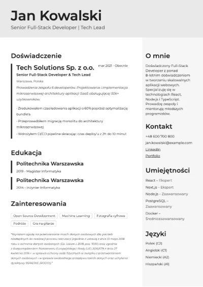 CV Template Preview - Minimal Classic