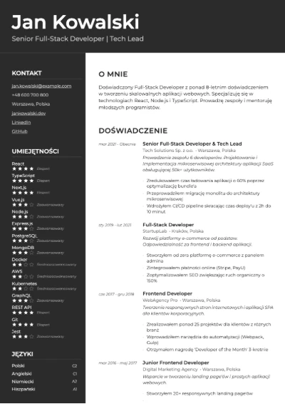 CV Template Preview - Modern Executive
