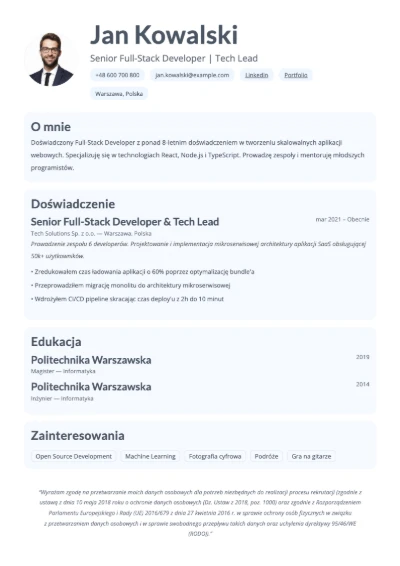 CV Template Preview - Soft Care