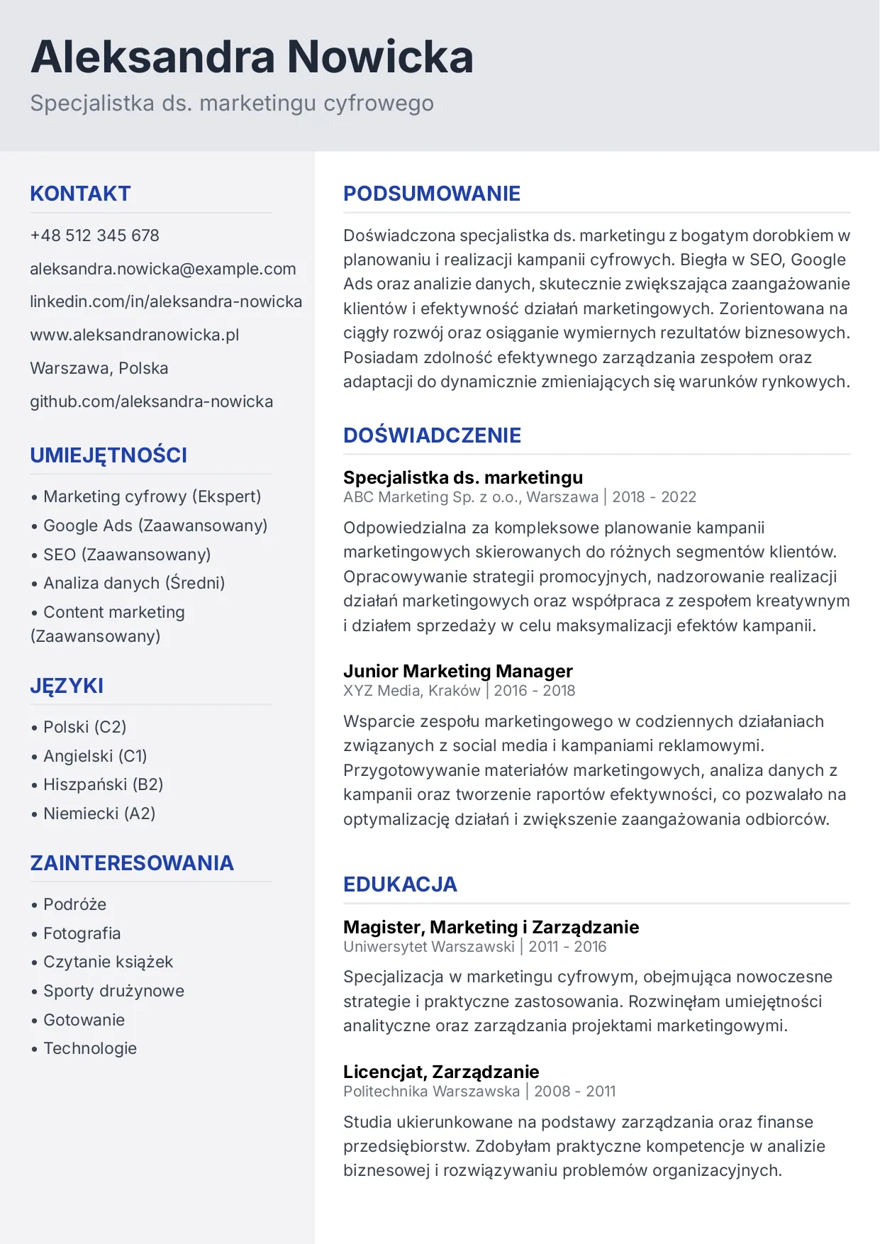 Standardowy Profesjonalny detail preview